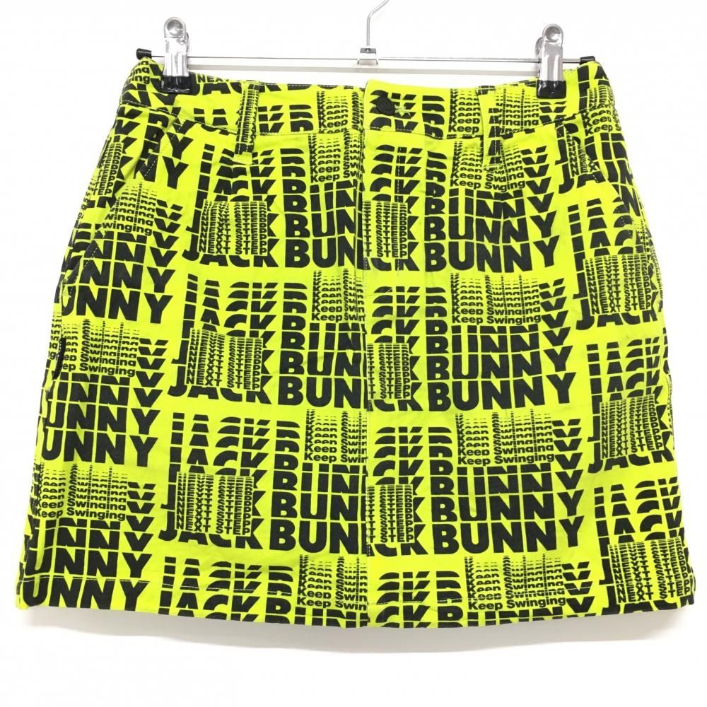 SALE15％OFFジャックバニー スカート イエロー×黒 ロゴ総柄 レディース 2(L) ゴルフウェア 2023年モデル Jack Bunny