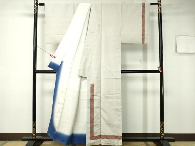 平和屋着物□極上 訪問着 紬地 ロング丈 作家物 更紗花文