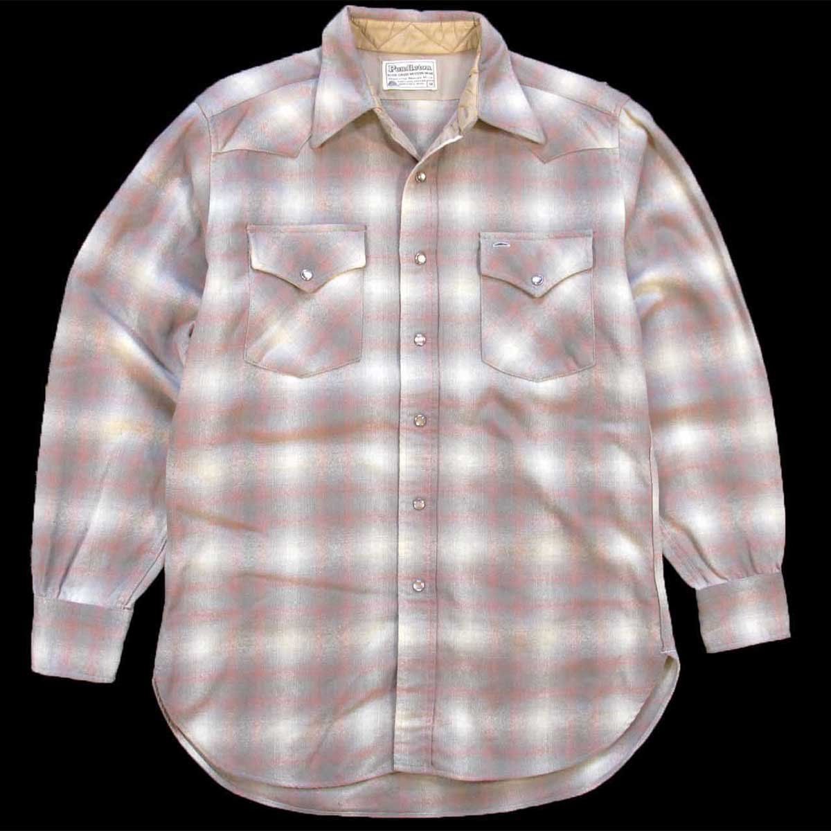 0s PENDLETONペンドルトン オンブレチェック ウール ウエスタンシャツ M ビンテージ シャドー カントリー
