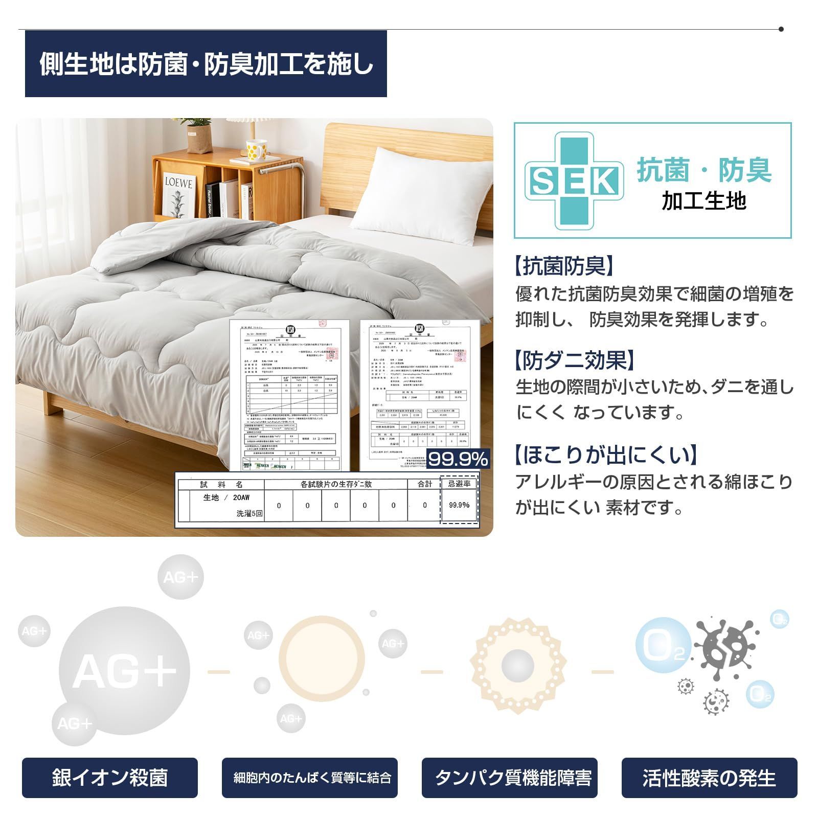 シングル オールシーズン かけ布団 洗える 掛け布団 SEK衛生認証