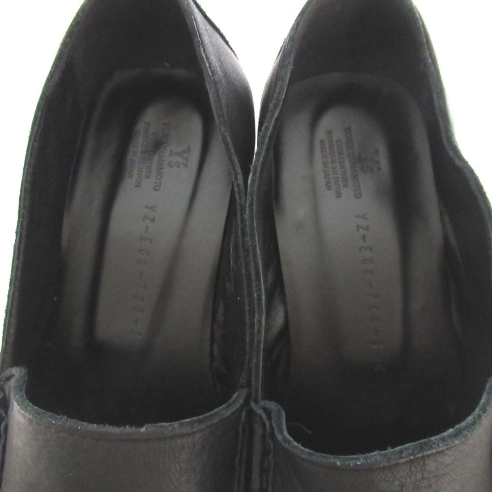  Y s Yohji Yamamoto ワイズ ヨウジヤマモト レザー スクエアトゥ スリッポン ローファー シューズ サイズ4 24 cm ブラック レディース 古着 ローファー 革靴 靴