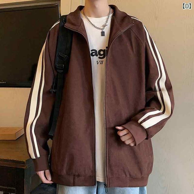 メンズ ラウンドネック 長袖 スウェットシャツ コントラストカラー [XL]メンズ ファッション 服 男性用 オシャレ シンプル 大人 かっこいい 大きいサイズ ストリート 紳士服 スタンドカラー ジャケット ストライプ ジャケット ファッション トップス 服 スポー
