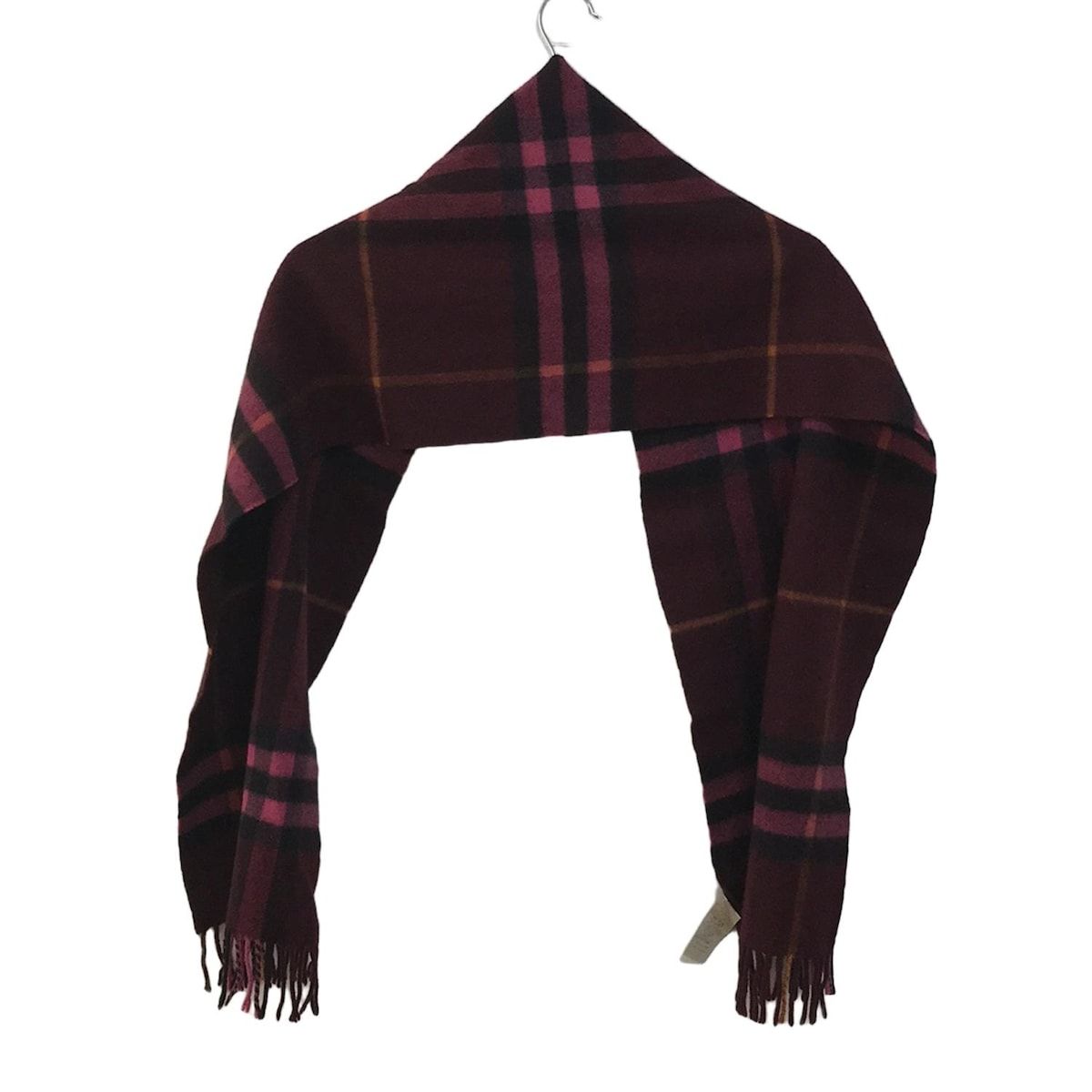 Burberry バーバリー マフラー - ダークブラウン×ピンク×マルチ チェック柄 カシミヤ