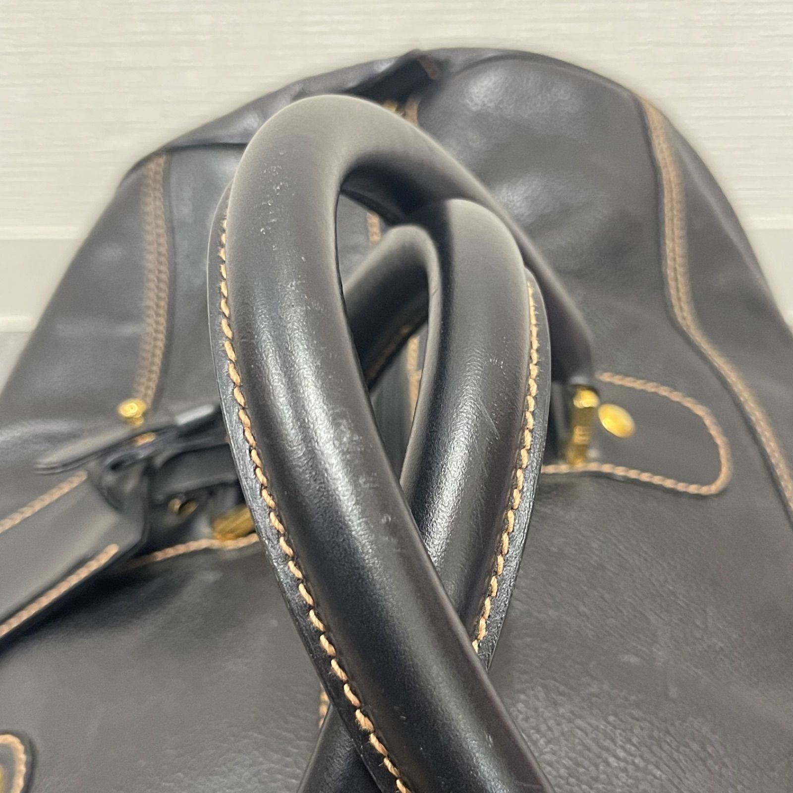 NPA】Dunhill ダンヒル ボストンバッグ レザー ブラック 黒