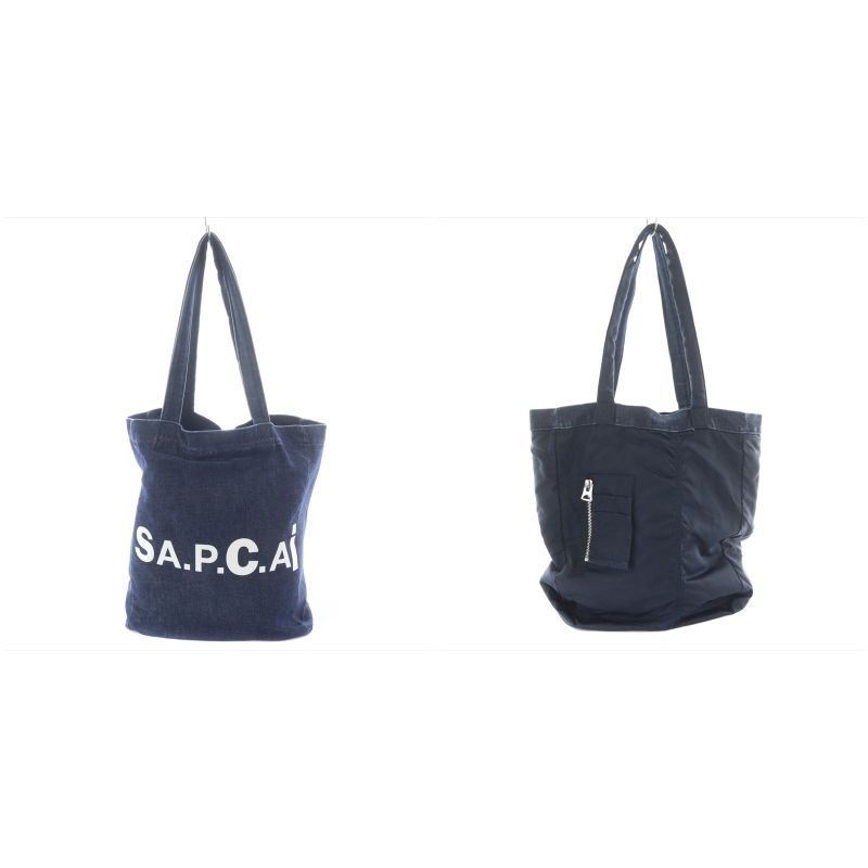 sacai × A.P.C. リバーシブルトートバッグ デニム/ナイロン SACAI x