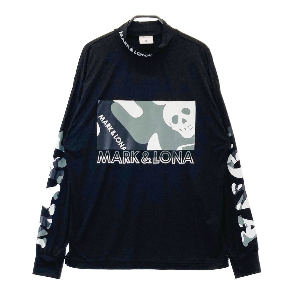 サイズ 46 MARK-LONA マークアンドロナ 2025年モデル ハイネック 長袖Tシャツ プリント ブラック系 240101541268 ゴルフウェア メンズ ストスト