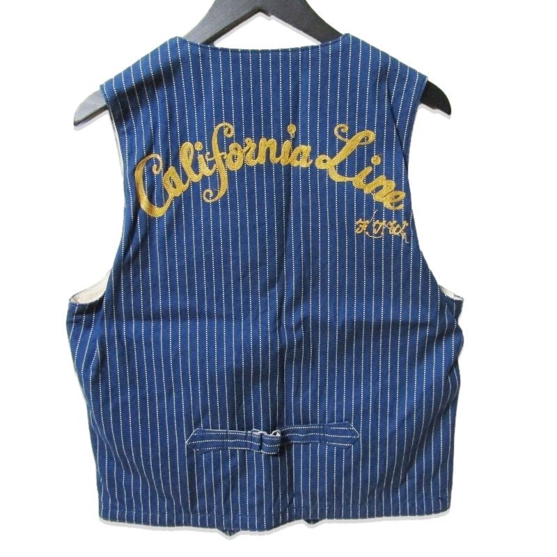 CALIFORNIA LINE カリフォルニアライン ワークベスト ウォバッシュストライプ Wabash Stripe Work Vest 刺繍 ブルー 38 27111574