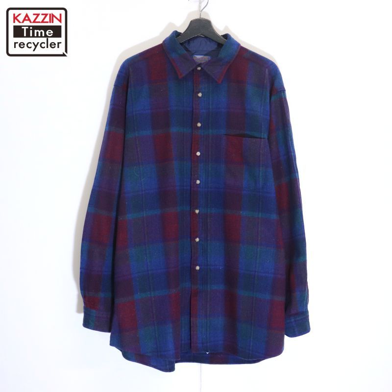 80s USA製 vintage PENDLETON チェック柄 ウール 長袖シャツ メンズ