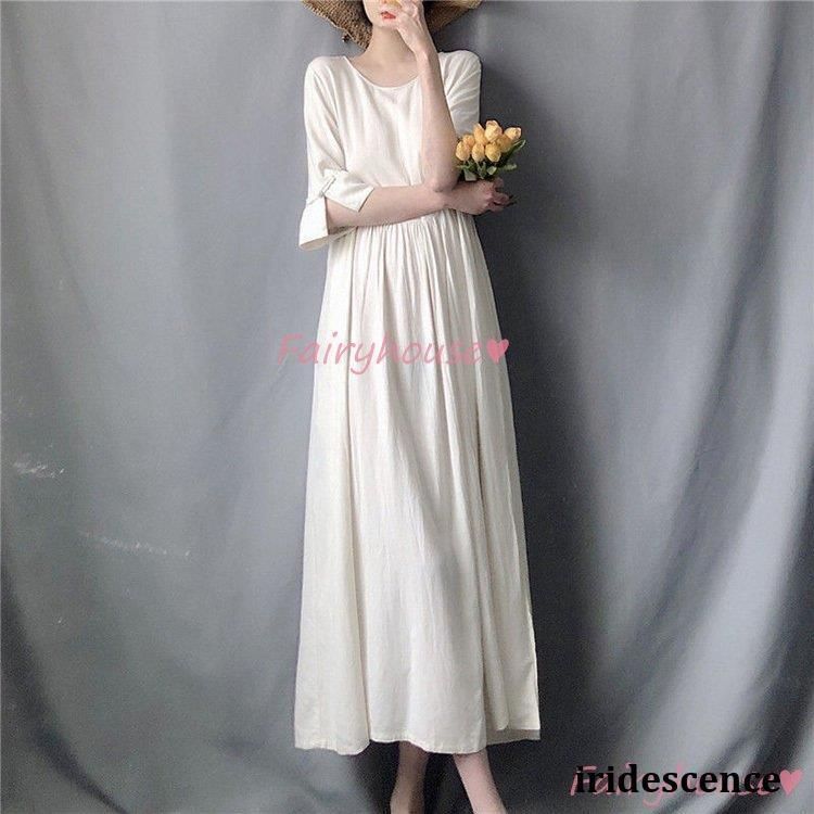 ワンピース レディース 40代 きれいめ マキシワンピース 春夏 半袖