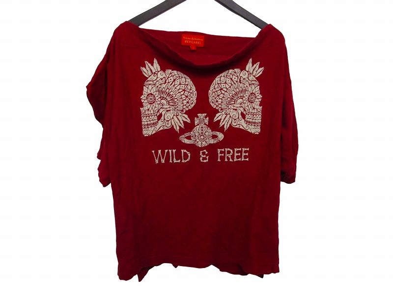 ヴィヴィアンウエストウッドレッドレーベル Vivienne Westwood RED LABEL WILD & FREE ロゴ プリント 半袖 カットソー  赤 レッド 2