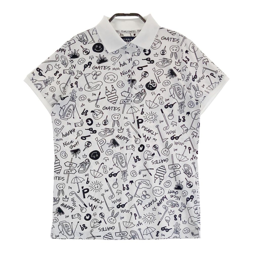 サイズ 1 PEARLY GATES パーリーゲイツ 2025年モデル 半袖ポロシャツ 総柄 ホワイト系 240101538254 ゴルフウェア レディース ストスト