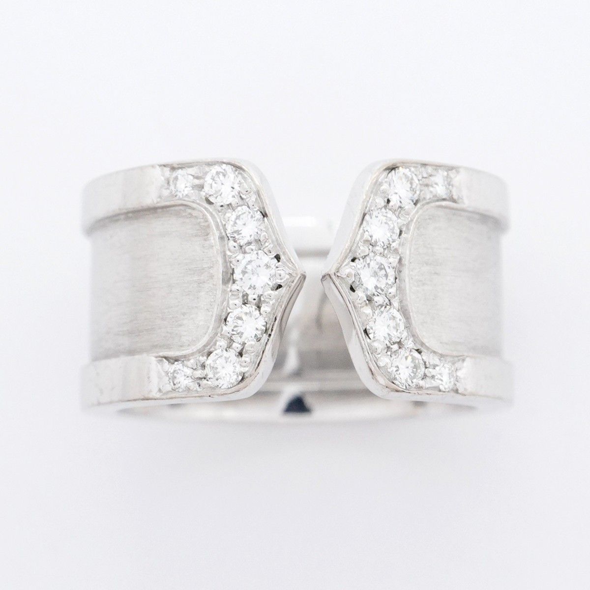 5jib0453 カルティエ リング 2C K18WG ホワイトゴールド ダイヤモンド ＃48 レディース