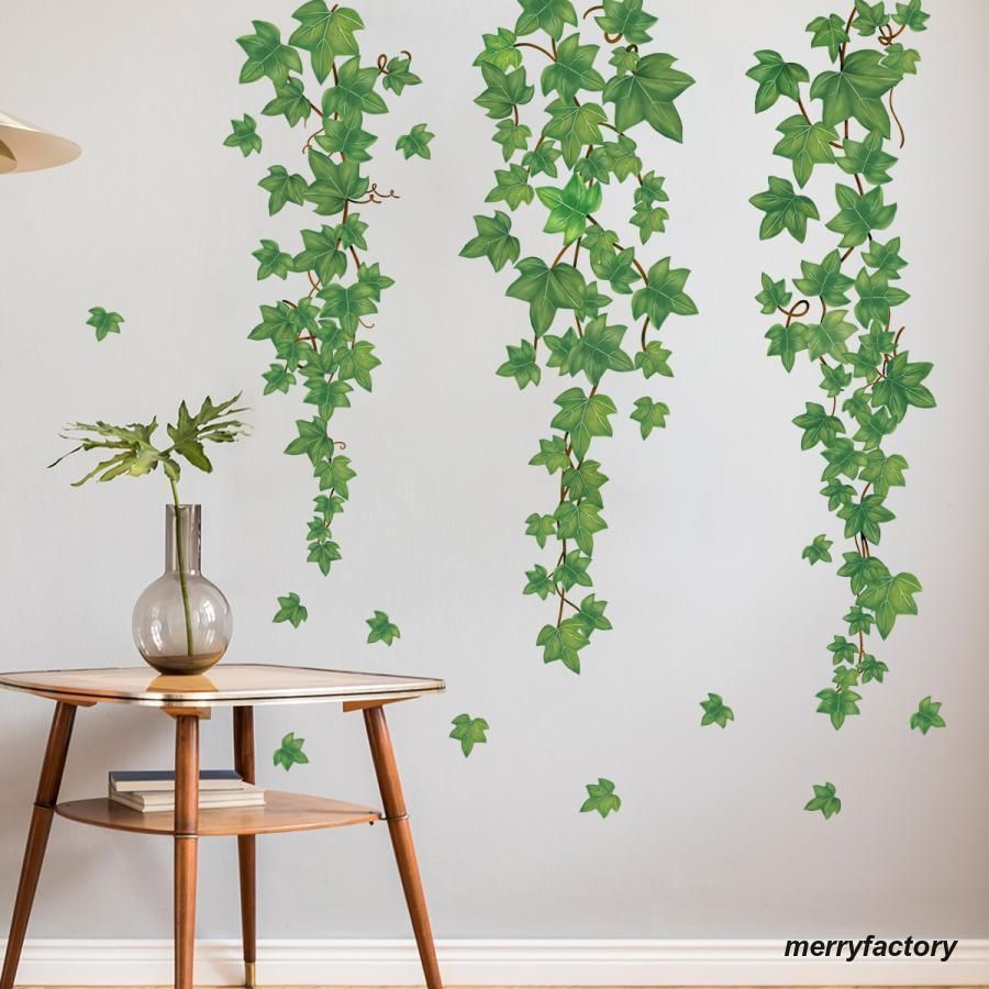 ウォールステッカー 壁ステッカー インテリア 装飾 植物 蔦 つる 葉っぱ リーフ リアル シール式 デコレーション 飾り付け 模様替え 部屋 おしゃ