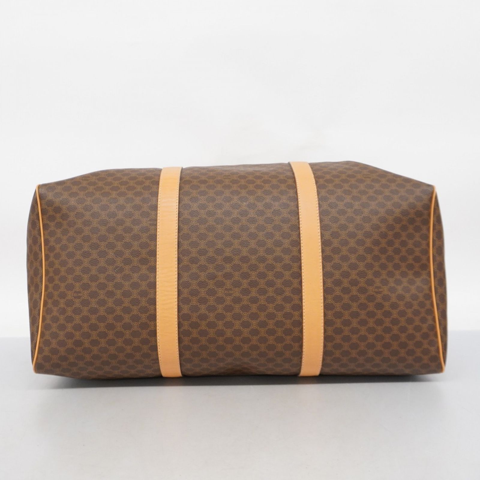 CELINE】ボストンバッグ マカダム柄 ゴールド金具 PVC ブラウン