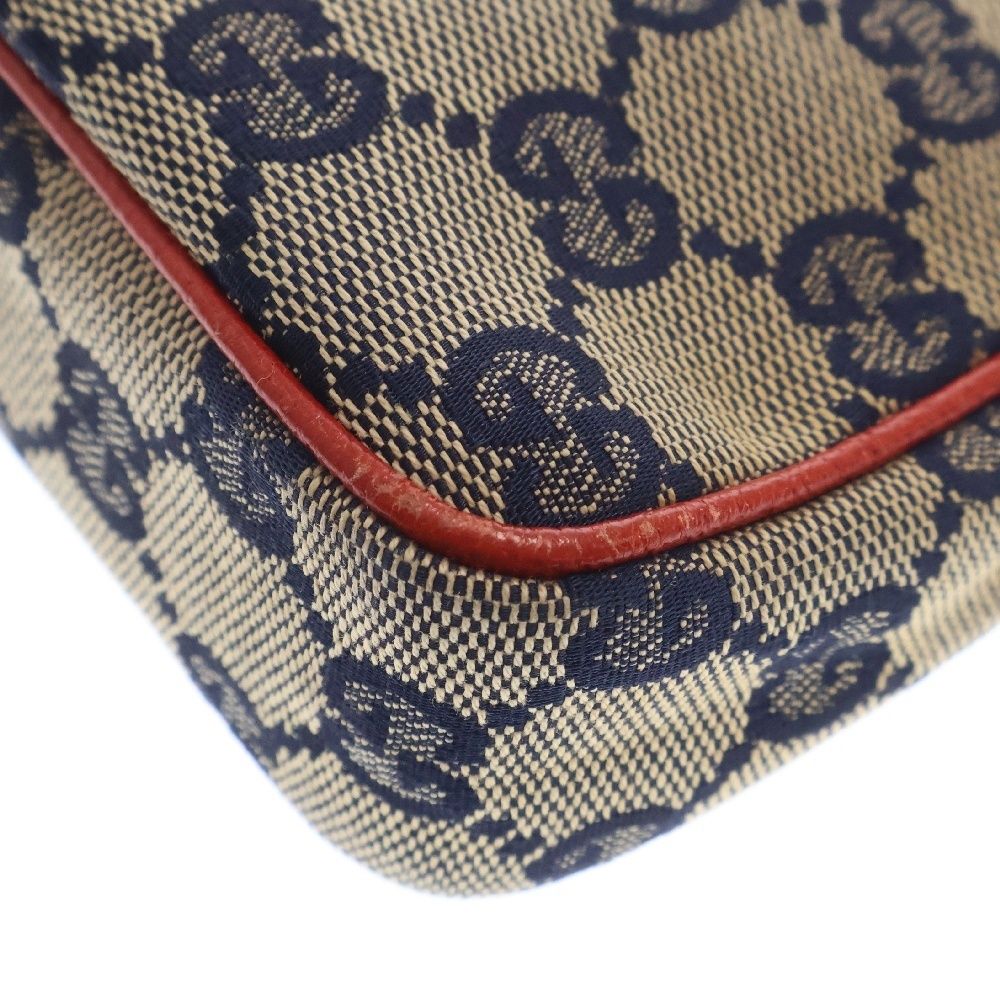 GUCCI (グッチ) GGキャンバス ワンショルダーバッグ ブラウン×レッド  