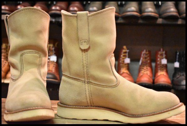 7.5 E 10年 レッドウィング 8168 スエード ペコス ホーソーン アビレーン ラフアウト ベージュ ブーツ redwing pecos FI 309