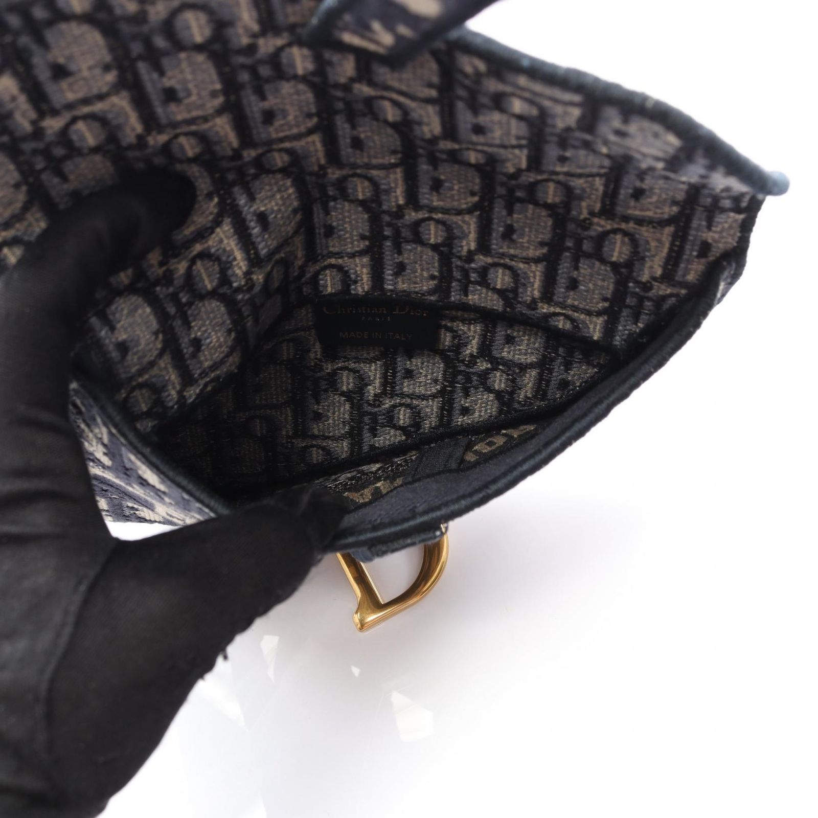 ディオール Dior ウエストバッグ サドルバッグ ネイビー キャンバス オブリーク サドル ベルトバッグ レディース Used A DECORATOM_COM_BR