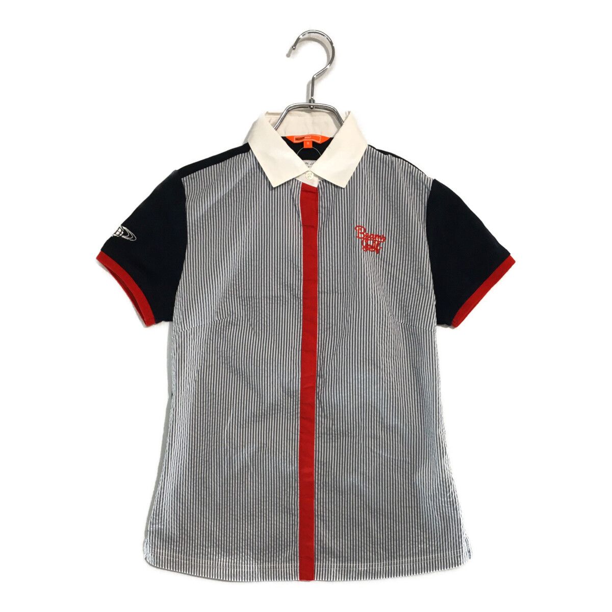 BEAMS - coco 中古 ビームスゴルフ BEAMSGOLF レディース 半袖ポロシャツ M 紺 ネイビー ロゴ刺しゅう 星柄 中古 レディース ビームスゴルフ BEAMSGOLF 半袖ポロシャツ M 紺