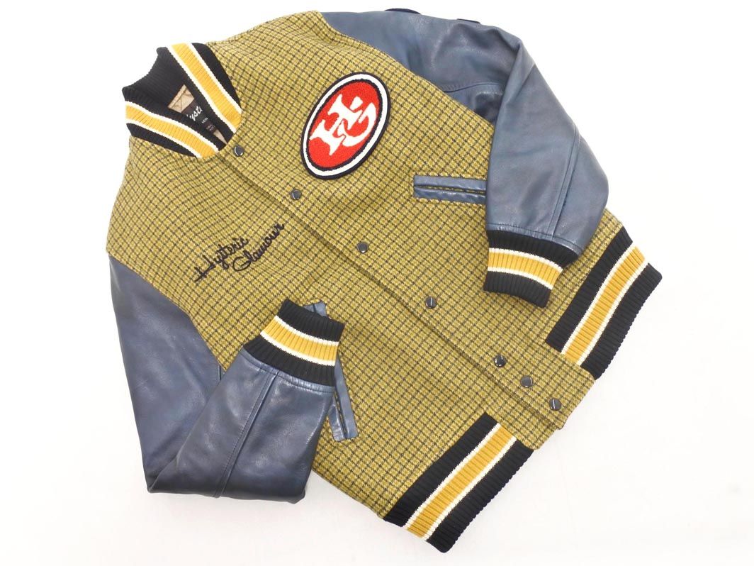 HYSTERIC GLAMOUR ヒステリックグラマー 2AB-5330 袖レザー 切替 スタジャン ジャケット sizeF|黄ｘ紺 ◎メンズ