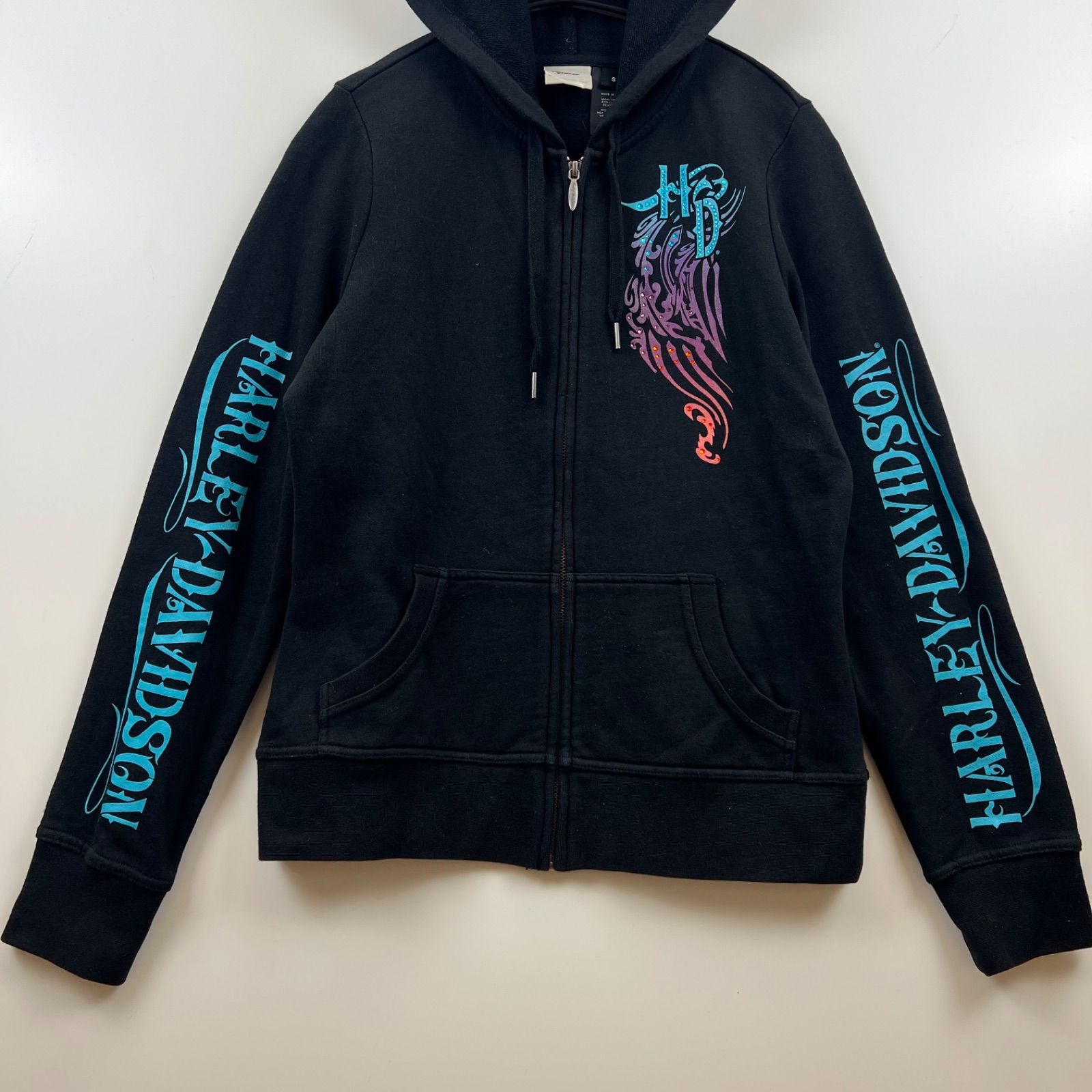 HARLEY-DAVIDSON archive grunge decoration zip hoodie S