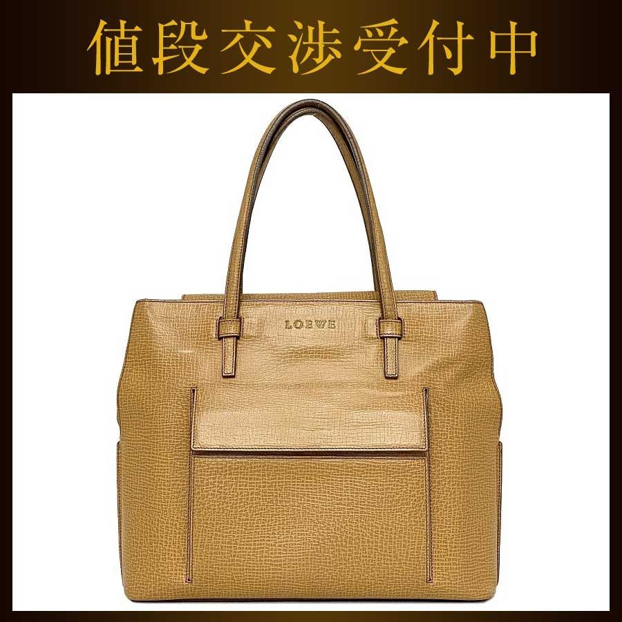 Loeweベージュオレンジ トートバッグ パズルフォルド トート （シャイニーカーフ） ベージュ - LOEWE