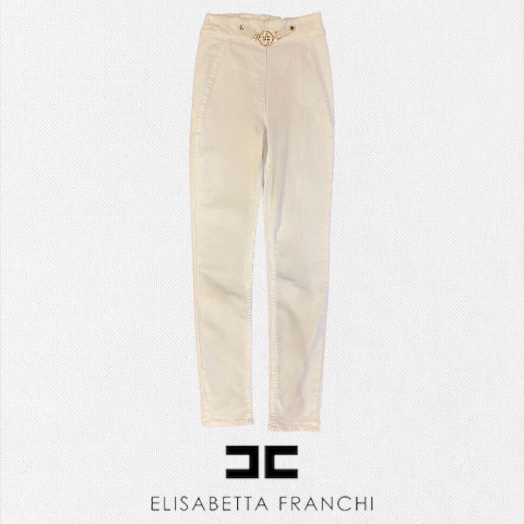 エリザベッタ ELISABETTA FRANCHI デニムパンツ 26サイズ ホワイト レディースパンツ イタリア製