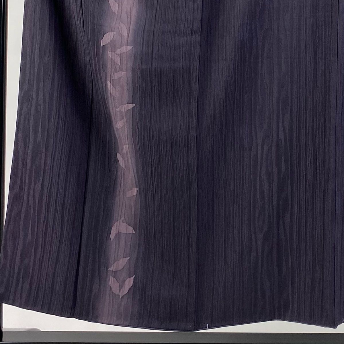 付下げ 身丈154cm 裄丈61.5cm S 袷 落款 葉 地紋 ぼかし 濃紫 正絹 秀品