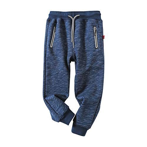 ネイビー_150 [Enfants Cheris] 子供ロングパンツ 男の子 長ズボン ボーイズ スポーツ服 カジュアル 厚手 綿 フリース ジュニア ストレッチ 秋冬 フリース 防寒防風 150