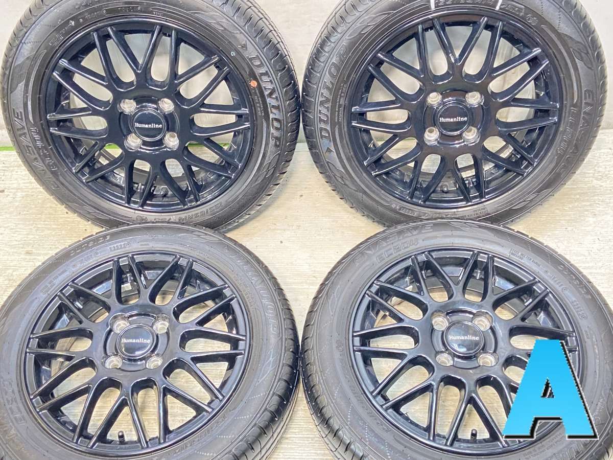 155/65R14  nダンロップ エナセーブ EC204 n　 HUMANLINE n14x4.5 45 100-4穴 n中古タイヤ サマータイヤ ホイールセット 4本セットn s14241216904