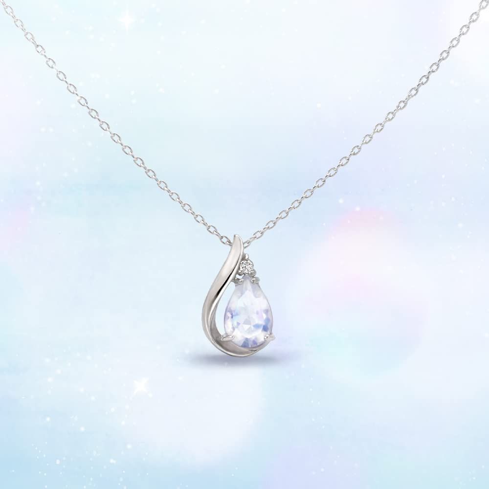  ダイヤモンド ブルームーンストーン K 10ホワイトゴールドネックレス WISP ウィスプ ネックレス アクセサリー
