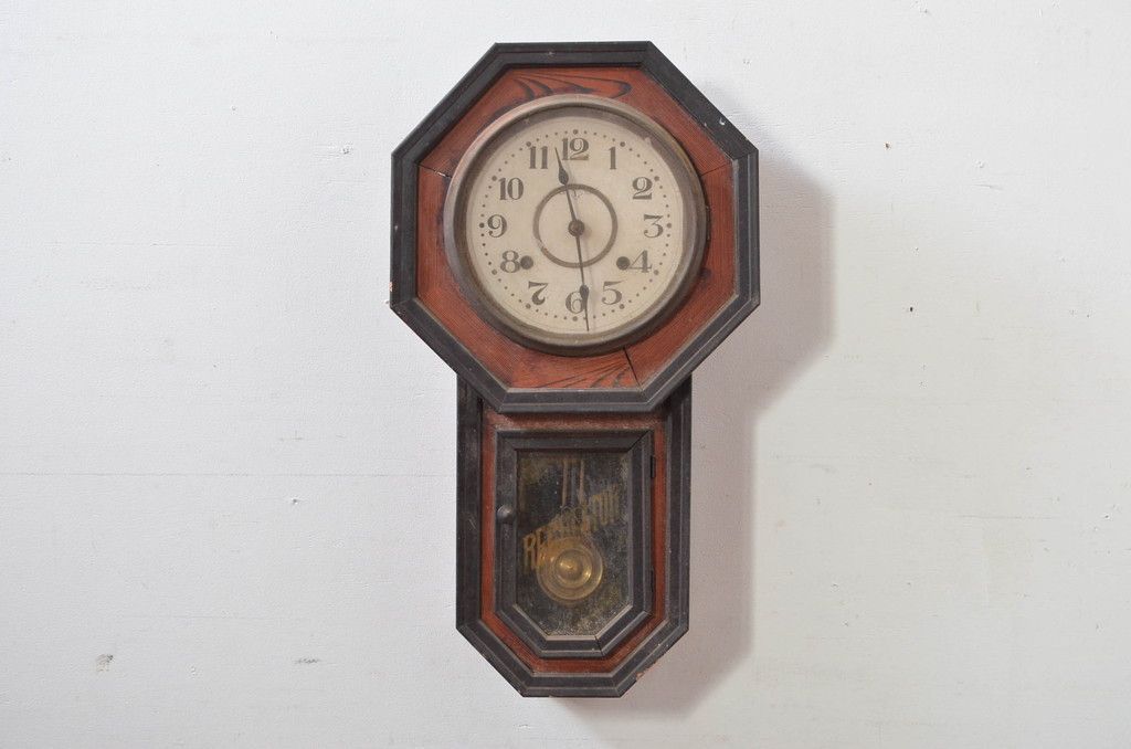 吉田時計店「戦前のゼンマイ式丸型柱時計/超希少」Yマーク 飾り