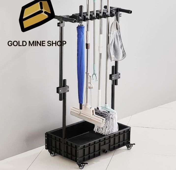 ユーティリティラック ほうきホルダーオーガナイザー/可動クローゼット