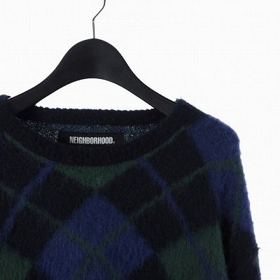 B718【人気Lサイズ】ネイバーフッド　アーガイル柄　ニット　セーター　モヘヤ 60s VAN HEUSEN アーガイル柄 Vネック モヘヤ ニット セーター M