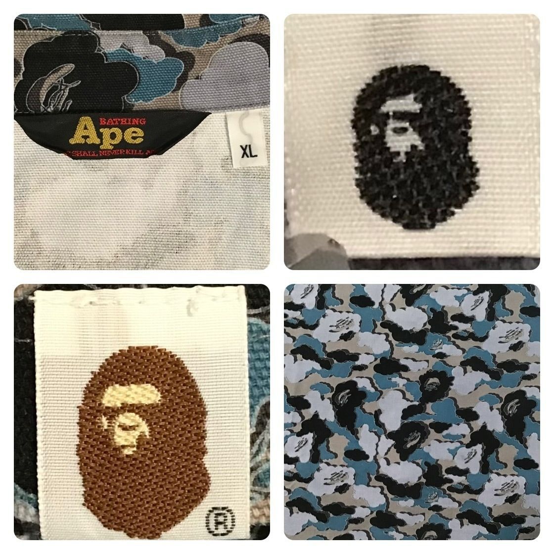 ☆XL☆ KAWS × BAPE Cloud camo ワークシャツ グレー a bathing ape