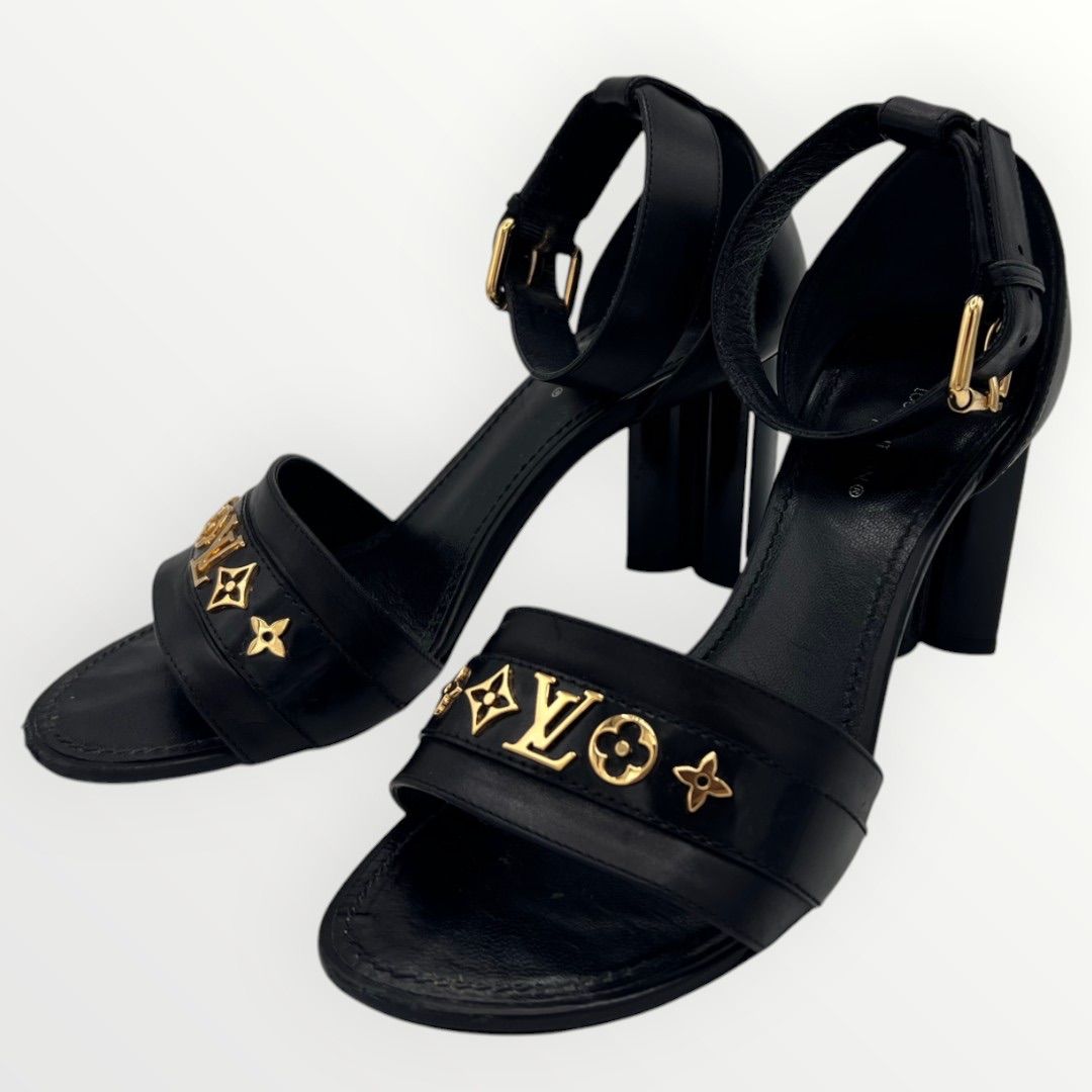 Louis Vuitton ブラック プラットフォームサンダル ルイヴィトン ローリエートライン プラットフォームサンダル
