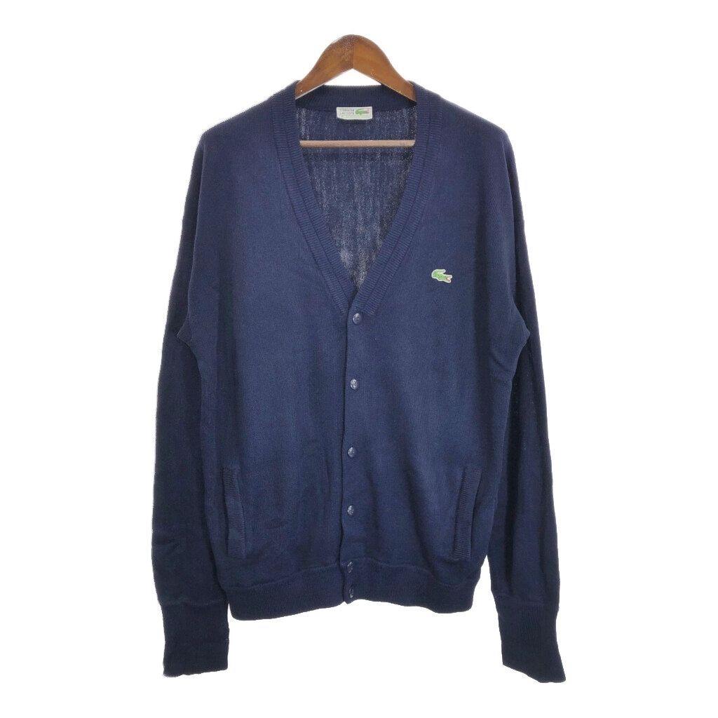 スペイン製 CHEMISE LACOSTE シュミーズ ラコステ アクリル ニット カーディガン ネイビー (メンズ 3) 中古 古着 T0446