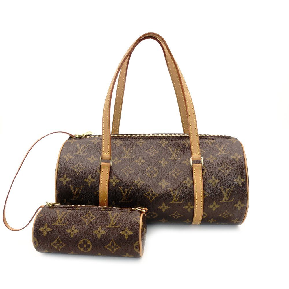 ルイヴィトン LOUIS VUITTON パピヨン30 モノグラム キャンバス ハンドバッグ PVC レザー ブラウン ショルダー 7-8-328