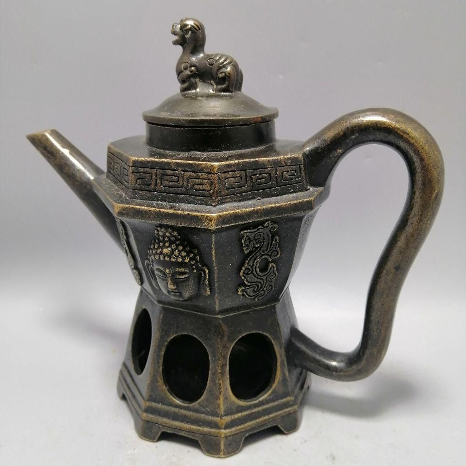 十二支龍頭茶壺 龍鳳壺 銅壺徳利 茶道具 煎茶器 装飾品 工芸品 美術