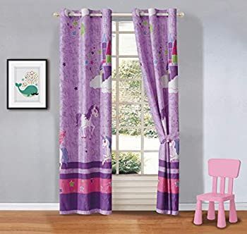 Better Home Style マルチカラー パープル ユニコーン レインボー 星 プリント 楽しいデザイン 掛け布団 寝具5点セット 女の子/子供用 寝具セッ