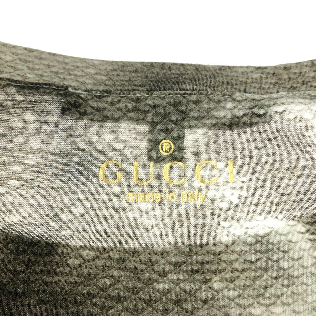 GUCCI グッチ パイソン柄　半袖 カットソー  サイズ:XS  グレー シルク レディース  トップス GUCCI グッチ パイソン柄 半袖 カットソー サイズ:XS グレー