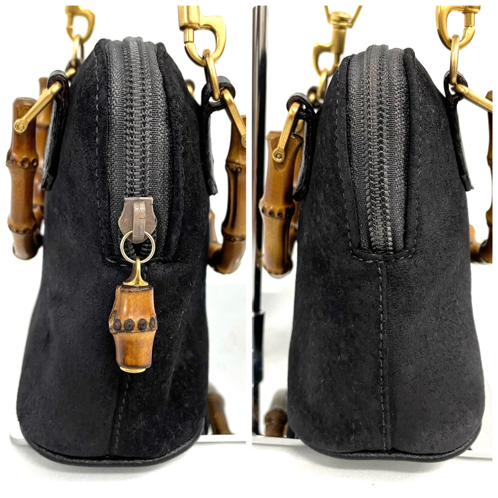 GUCCI グッチ バンブー スエード ショルダーバッグ ハンドバッグ 2Way