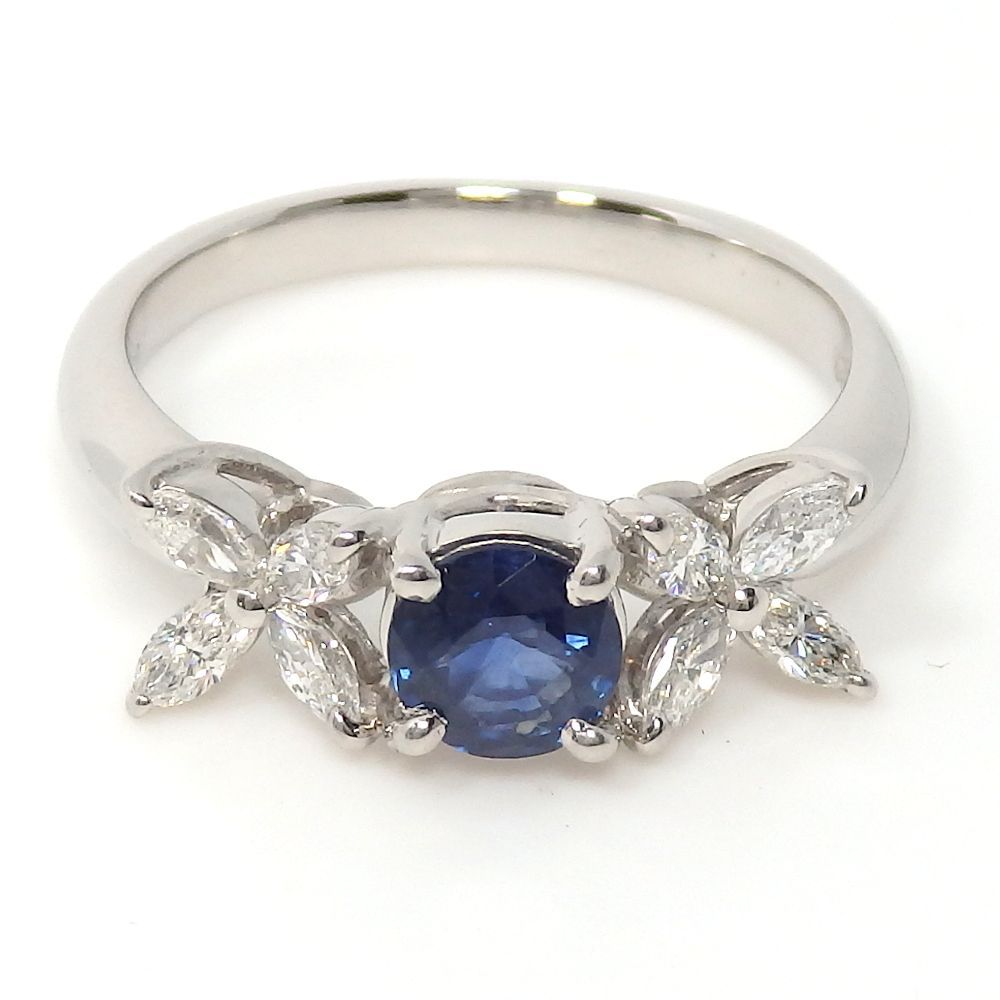 PT900 リング 指輪 7号 ブルーダイヤ 0.38 ダイヤ 0.62 カード鑑別書