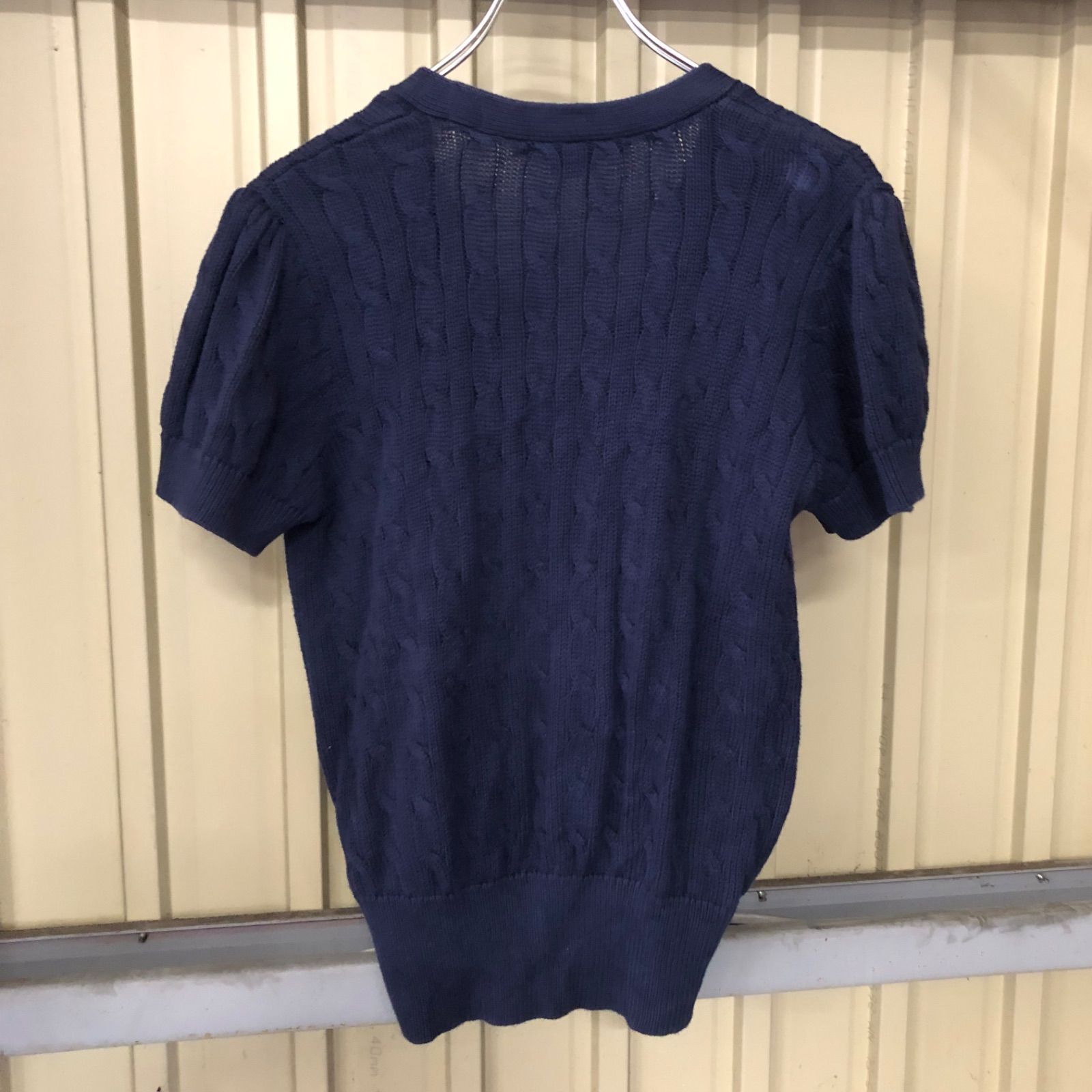 289 Ralph Lauren ケーブルニット 半袖カーディガン レディース L