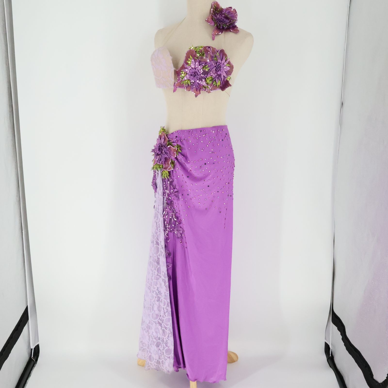 ベリーダンス用 オリエンタル衣装】パープル Asi Haskal スパンコール