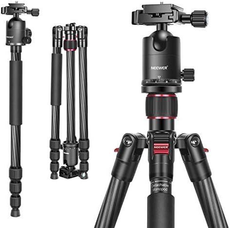 ♥ NEEWER カメラ三脚一脚 168cm DSLRカメラ ビデオカメラ用 360度ボールヘッドと1|4インチクイックシュープレート キャリーバッグ付属 コンパクト カーボン製 軽量 運動会 登山 トラベル 撮影用三脚 最大荷重12kg 並