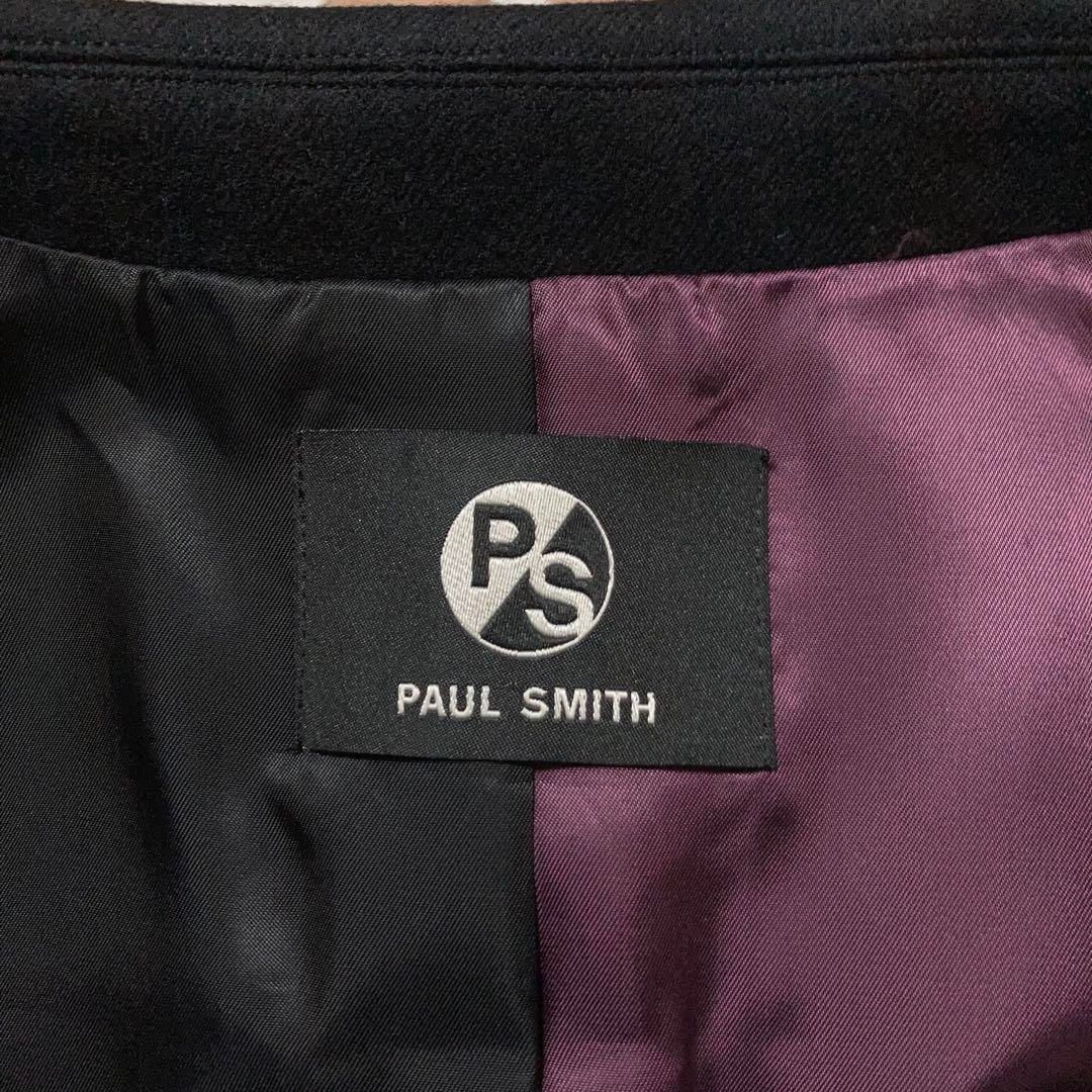 【美品】PAUL SMITH チェスターコート ウール キュプラ 黒 紫 38 美品】PAUL SMITH チェスターコート ウール キュプラ 黒 紫 38