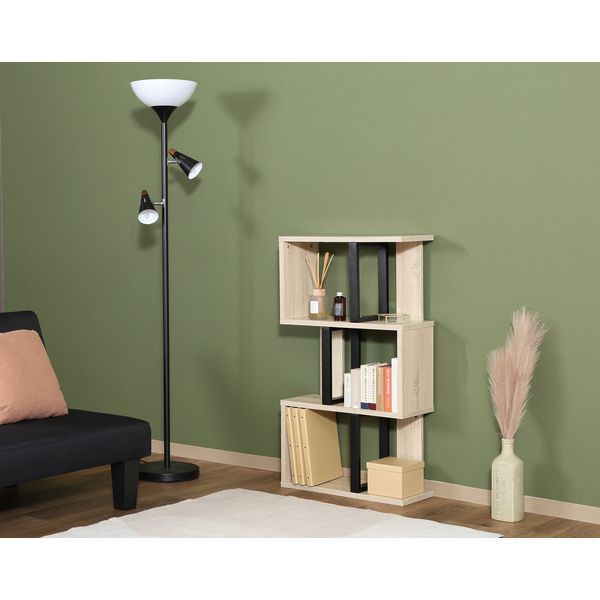 S字ディスプレイラック 3段 オーク 組立品 代引不可