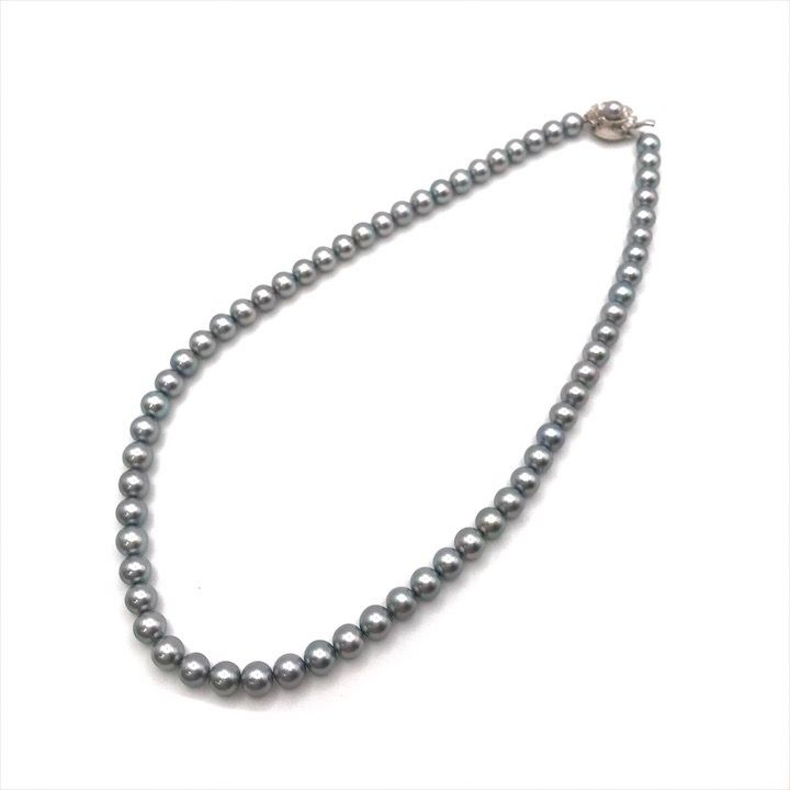 【鏡面✨極美品】あこや真珠 ネックレス 6.0-6.5 SILVER刻印 ブルー 超美品 あこや真珠 パール シルバー刻印 6.5-6.8mm 照り良好