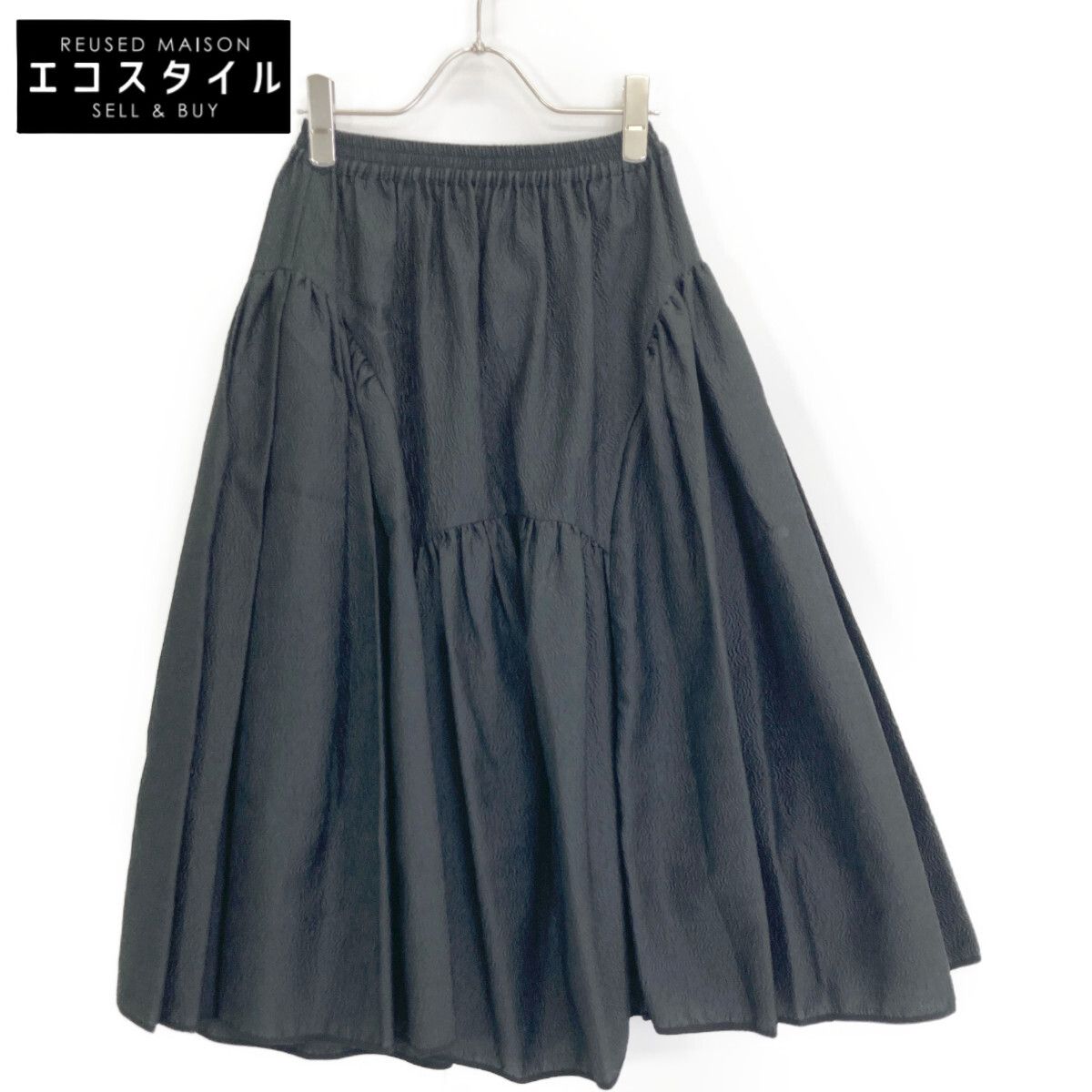 【美品】 CECILIE BAHNSEN ブラックジャガードスカート Cecilie Bahnsen セシリー バンセン ﾌﾞﾗｯｸ ｼﾙｸ ｼﾞｬｶﾞｰﾄﾞ ｽｶｰﾄ 6