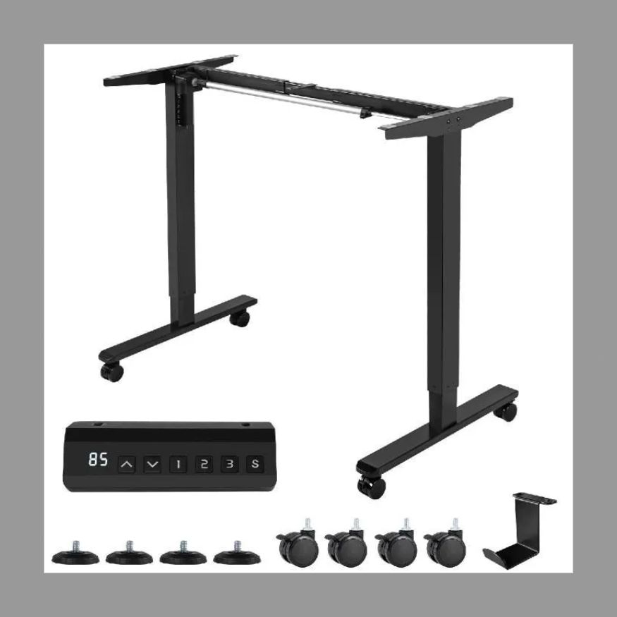 昇降デスク スタンディングデスク 電動昇降式デスク 高さ調節 71cm-119cm 静音 収納フック付き キャスター付き オフィスデスク ブラック